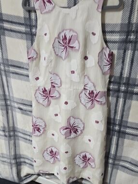 Girls Cream Floral Sleeveless Dress with Lavender Prints